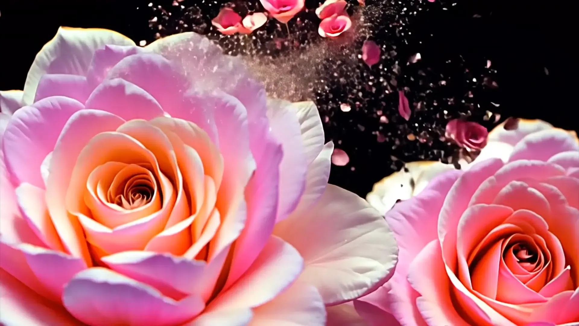 Soft Rose Petal Explosion Overlay for Wedding Videos